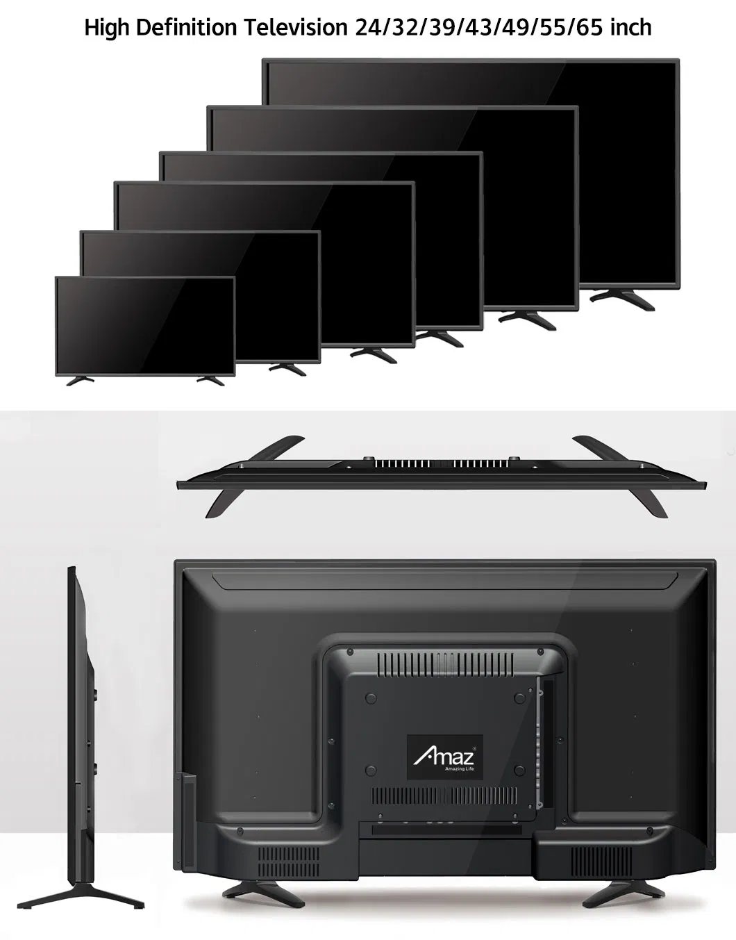 OEM 55 Inch 4K Television Ross Gold Metal Smart Flat Screen LCD TV Smart LED TV