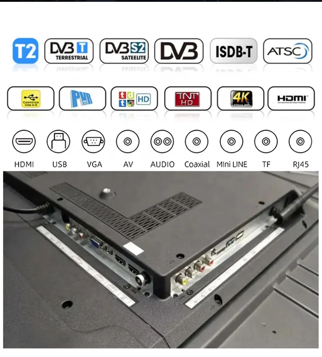 2025 Highest Configuration Factory Wholesale 32 43 50 55 65 75 Inch 4K Smart TV for Screen Tempered Glass Large Screen Television Smart Voice Ultra Thin Flat TV