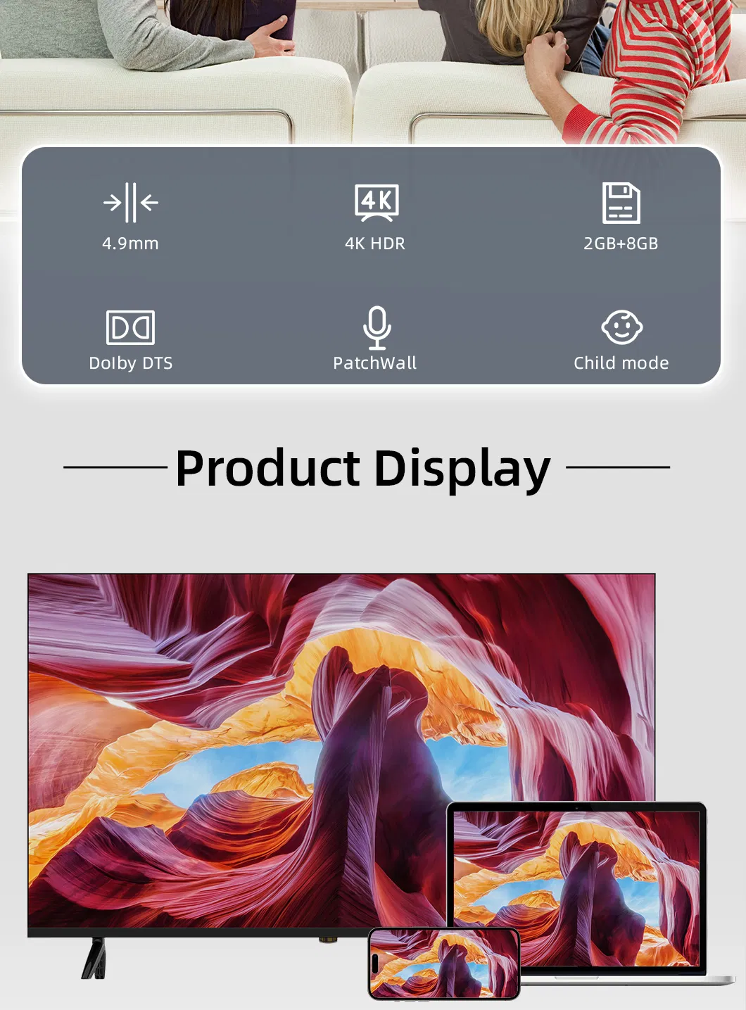 2025 Highest Configuration Factory Wholesale 32 43 50 55 65 75 Inch 4K Smart TV for Screen Tempered Glass Large Screen Television Smart Voice Ultra Thin Flat TV