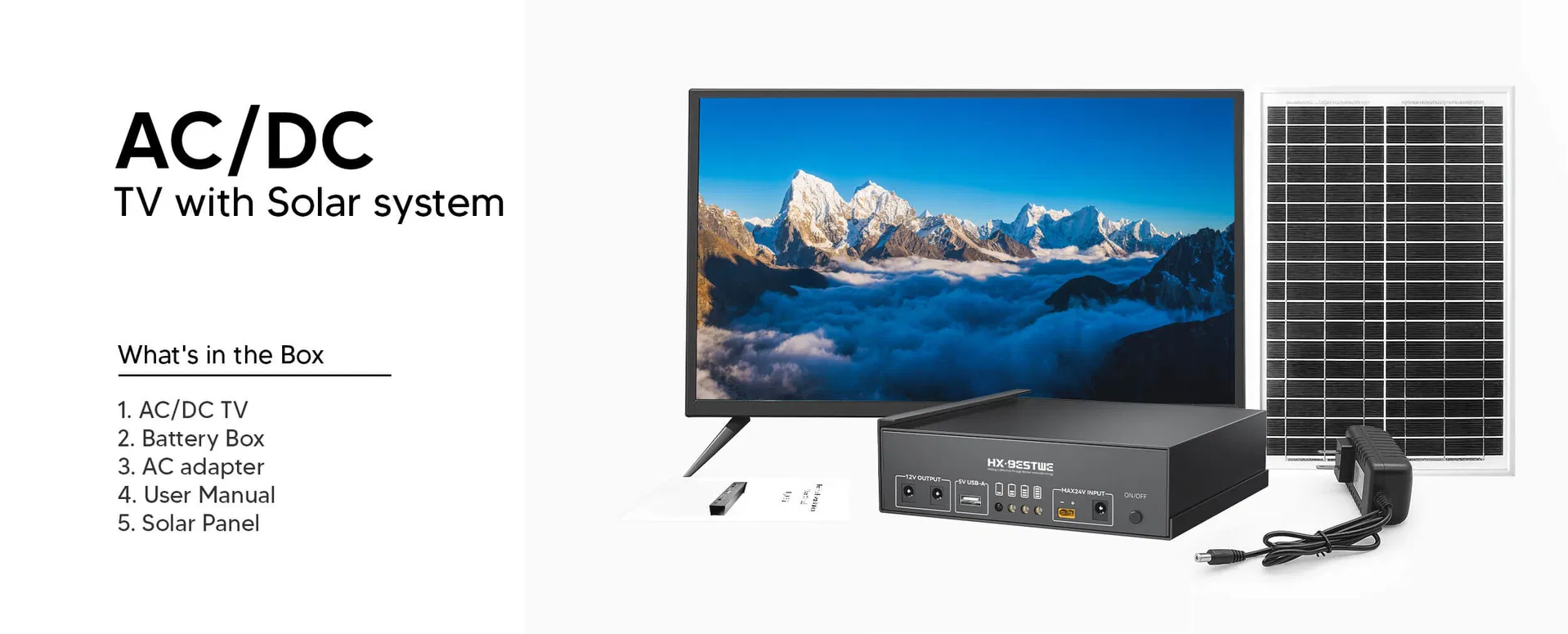 32 Inch New Solar Product Smart AC DC TV with Solar Panel and Battery 12V Rechargeable Solar Television