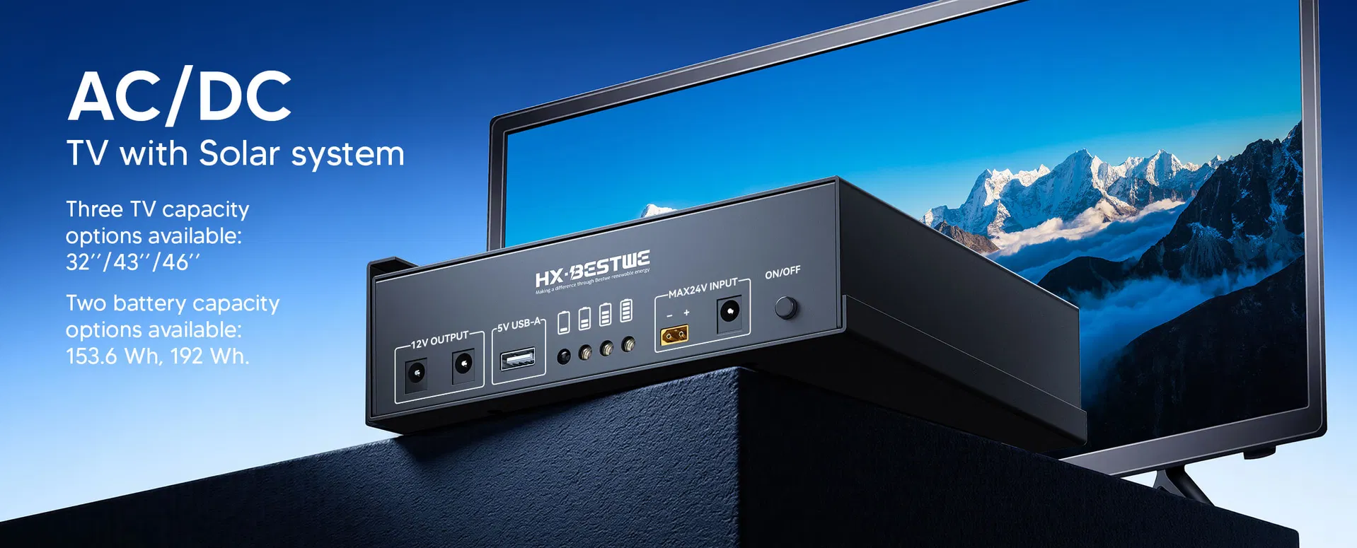 32 Inch New Solar Product Smart AC DC TV with Solar Panel and Battery 12V Rechargeable Solar Television