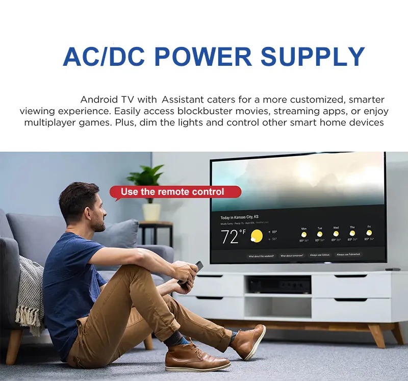 TV 55" 4K UHD Frameless Design LCD LED TV with Digital System Smart TV Android 15.0