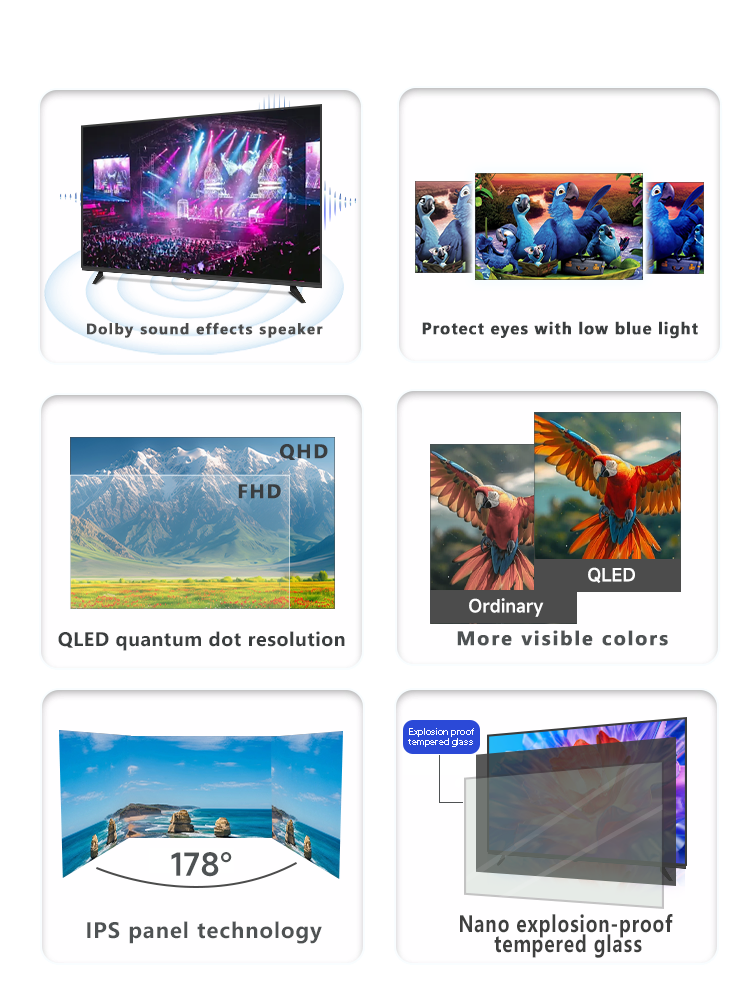 Chigo TV Large 2K LED Curved Television 32 43 50 55 65 75 85 100 Inch Webo Android Google Systems 4K UHD Qled 3D Smart TV