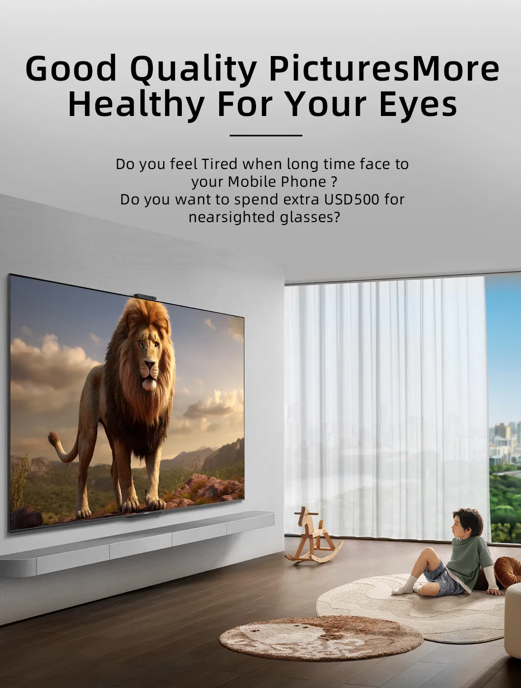 2025 4K 8K OLED Smart TV 55 65 75 85 100 Inch Large Screen WiFi Android 15.0 with Tempered Glass