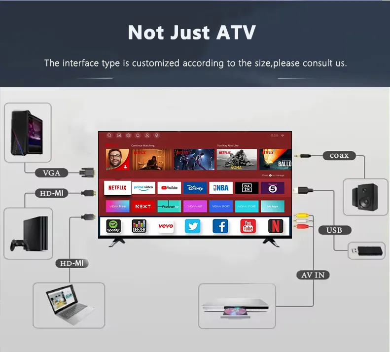 Factory Price Frameless TV Custom Logo OEM 4K Android Television 43 Inch Smart TV 50 55 65 75 85 Inch OLED TV