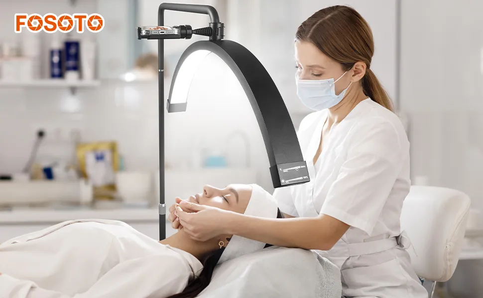 Half Moon Salon LED Photography Floor Lamp for Makeup Lashes Extension Tattoo