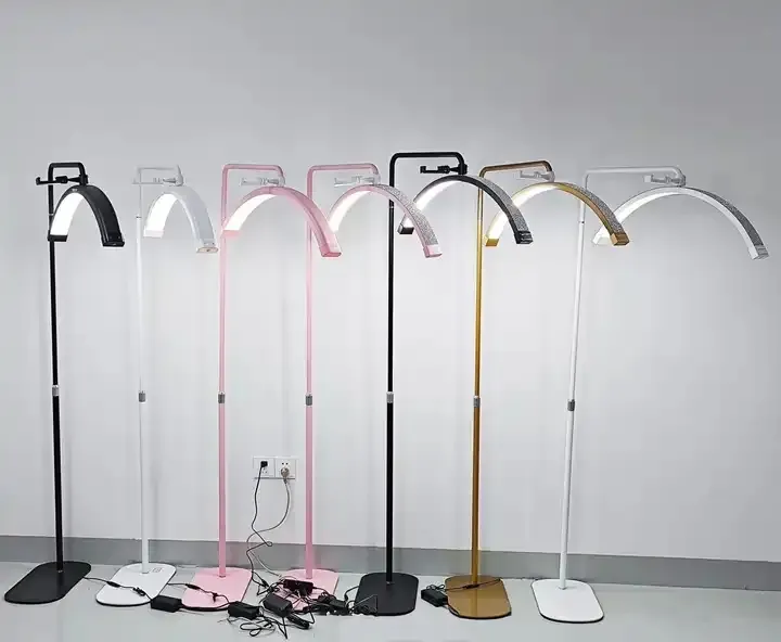 Half Moon Salon LED Photography Floor Lamp for Makeup Lashes Extension Tattoo