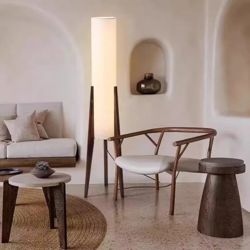 Hot Sale Nordic Wood Fabric Tripod LED Floor Lamp Japanese Retro Indoor Design Home Decoration Living Room Floor Light (ZY-L194)