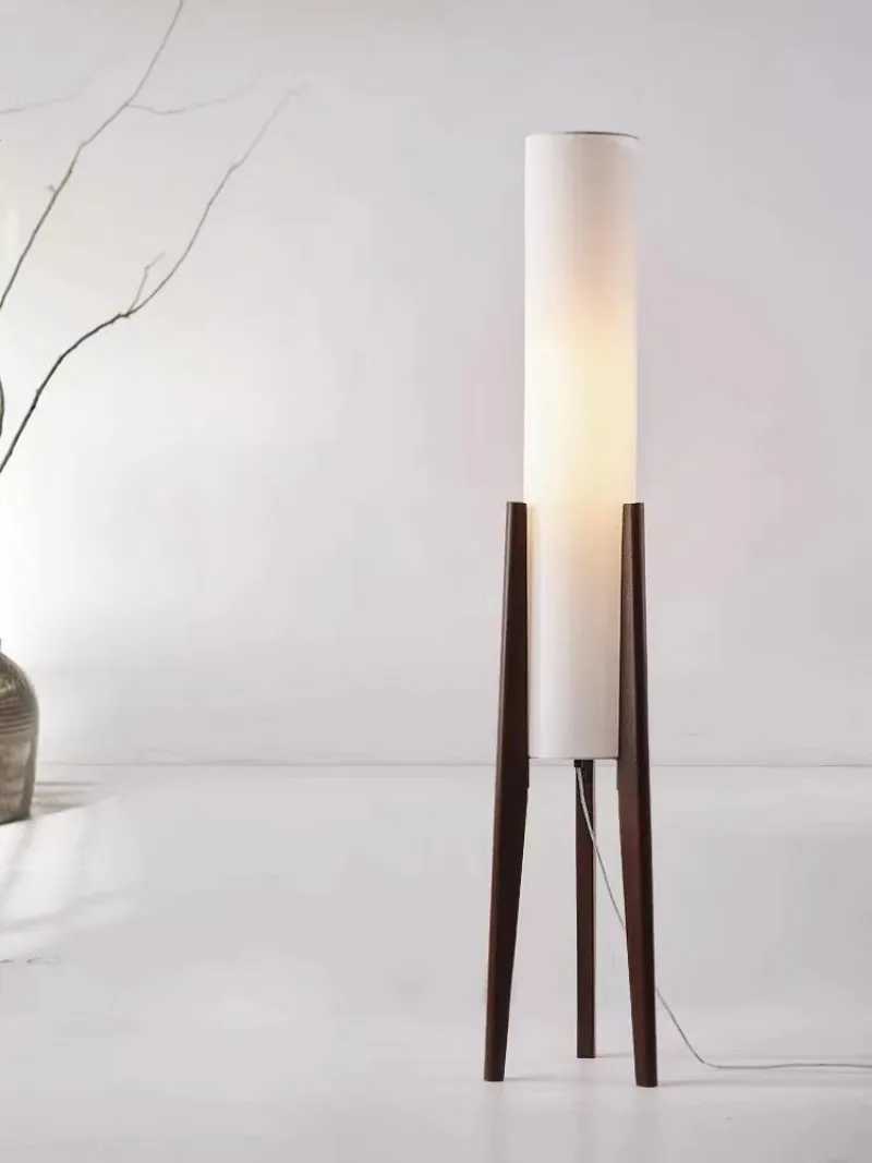 Hot Sale Nordic Wood Fabric Tripod LED Floor Lamp Japanese Retro Indoor Design Home Decoration Living Room Floor Light (ZY-L194)