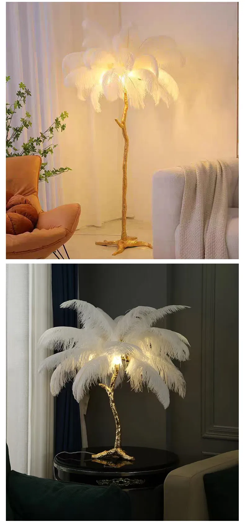 Modern Light LED Standing Ostrich Luxury Modern LED Corner Feather Floor Lamp