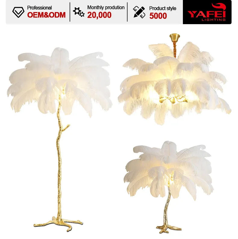 Modern Light LED Standing Ostrich Luxury Modern LED Corner Feather Floor Lamp