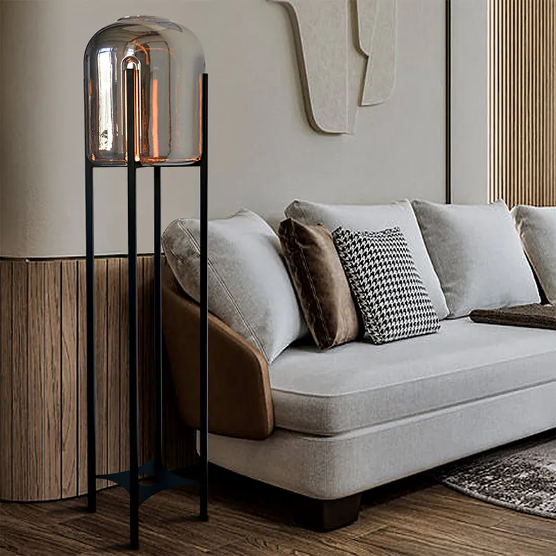 Living Room Sofa Cognac Glass Floor Light LED Lamp for Hotel Bedroom