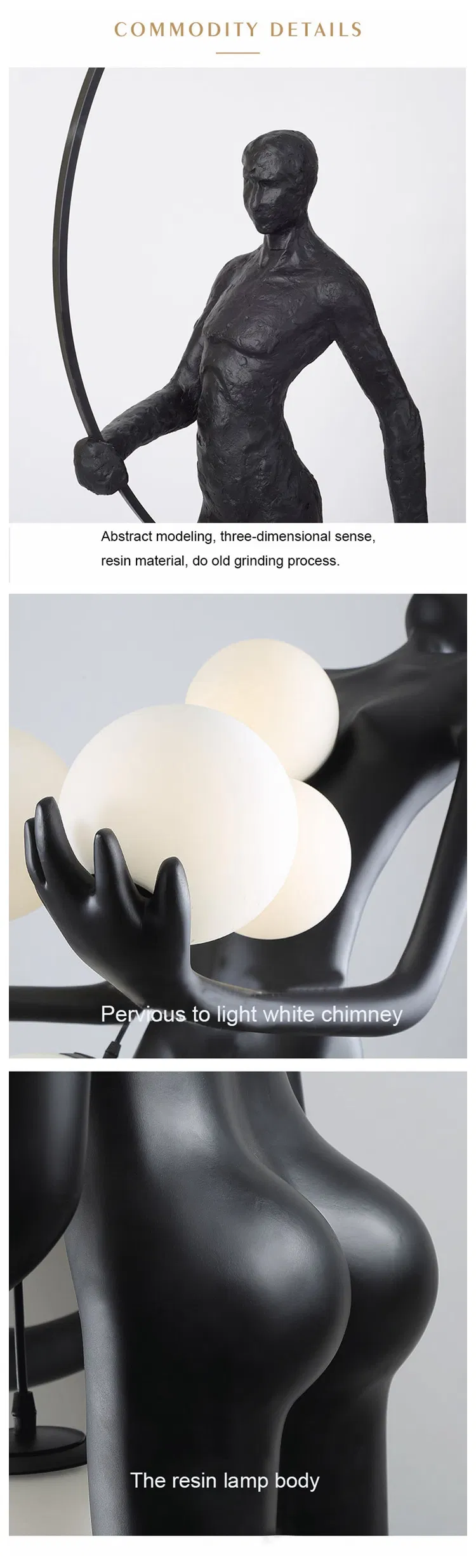 Hotel Living Room Designer Modern Minimalist Art Decoration Standing LED Floor Lamp Corner Resin Sculpture Floor Lamp