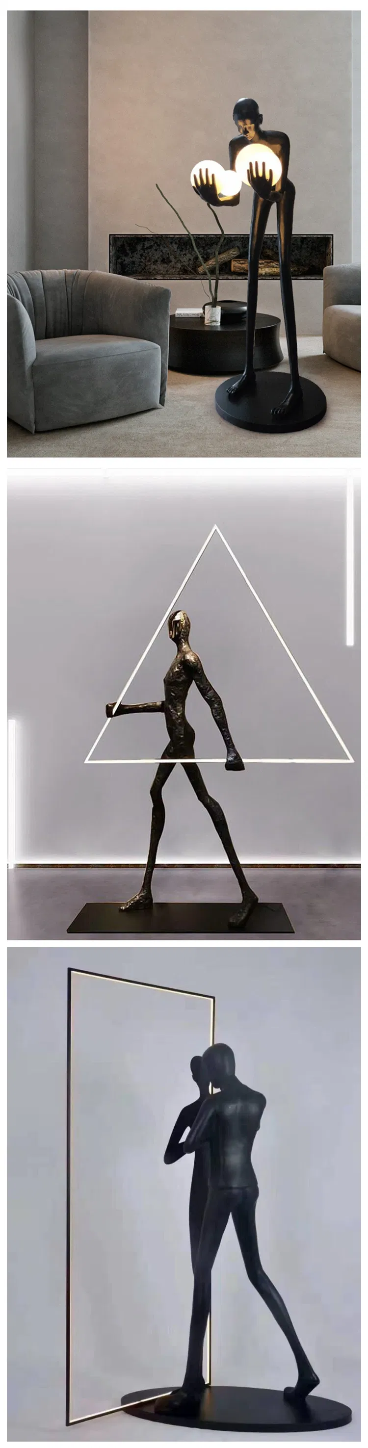 Hotel Living Room Designer Modern Minimalist Art Decoration Standing LED Floor Lamp Corner Resin Sculpture Floor Lamp