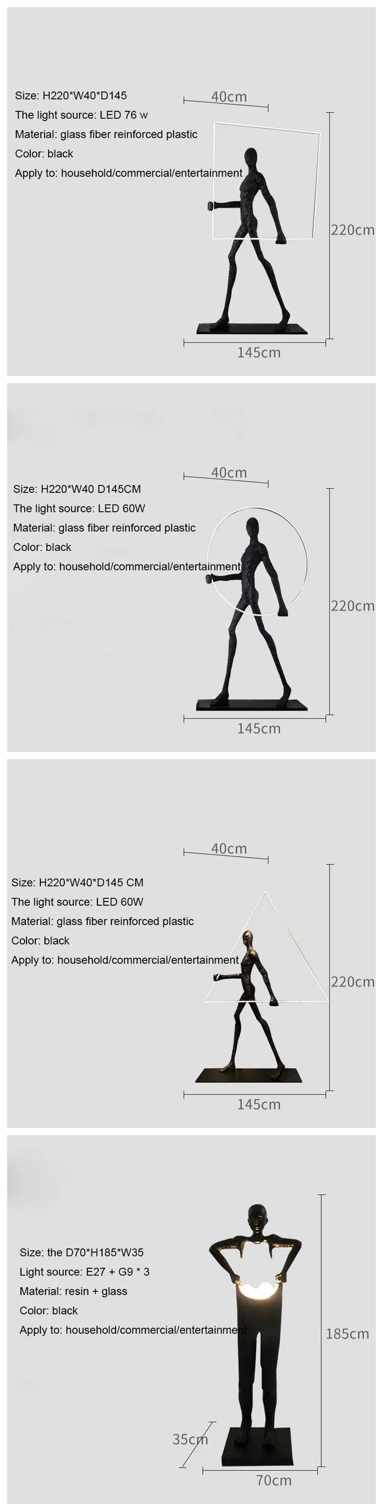 Hotel Living Room Designer Modern Minimalist Art Decoration Standing LED Floor Lamp Corner Resin Sculpture Floor Lamp