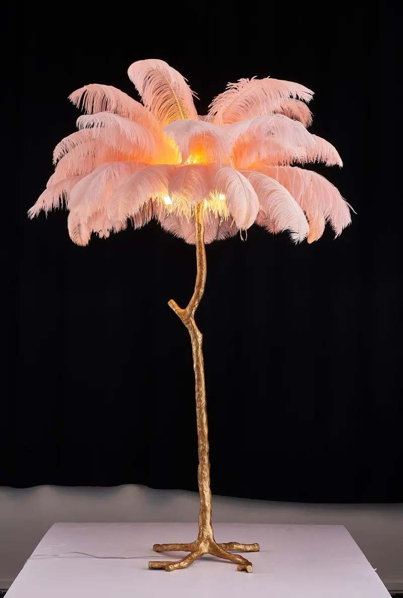 Nordic LED Colourful Ostrich Feather Palm Tree Floor Lamp for Living Room Home Modern Floor Light (ZY-YM01)