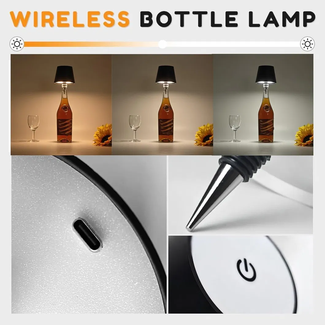 Modern Rechargeable LED Wine Bottle Lighting for Tabletop Bar Ambiance