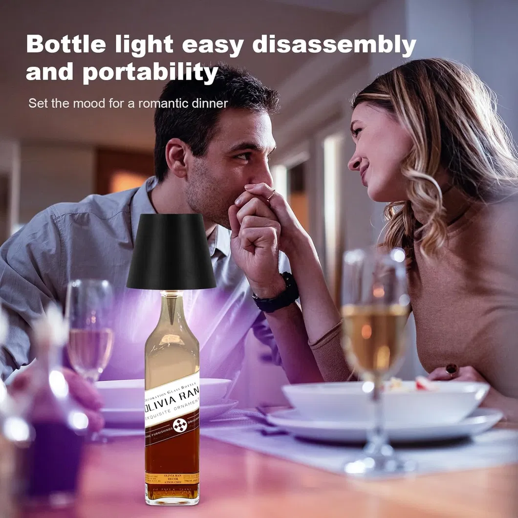 Modern Rechargeable LED Wine Bottle Lighting for Tabletop Bar Ambiance