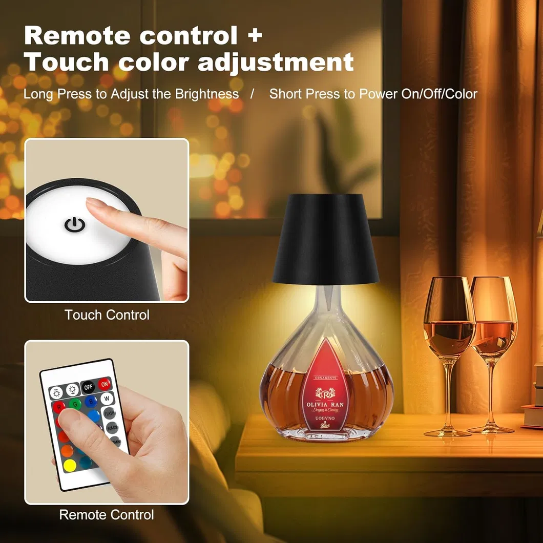 Modern Rechargeable LED Wine Bottle Lighting for Tabletop Bar Ambiance