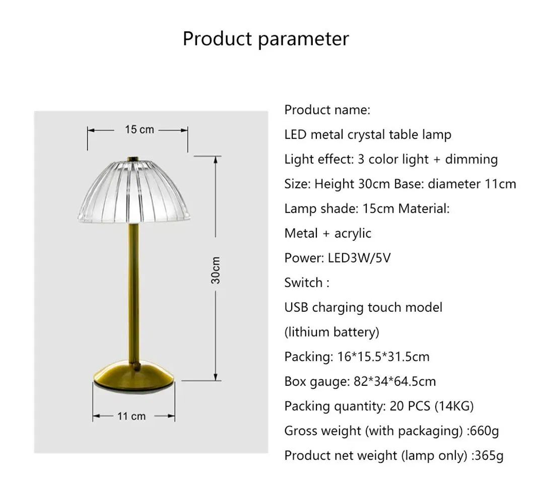 Cordless Table Lamp Rechargeable Touch LED Luxury Large Dable Lamps for Living Room LED Night Light