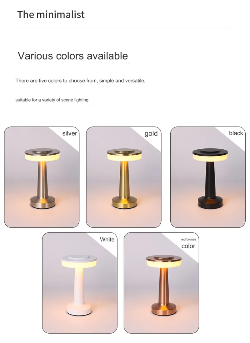 Rechargeable Retro Touch LED Table Lamp Small Coffee Desk Decorative Lamp Dining Bar Outdoor Use Night Light (SH8013-E)