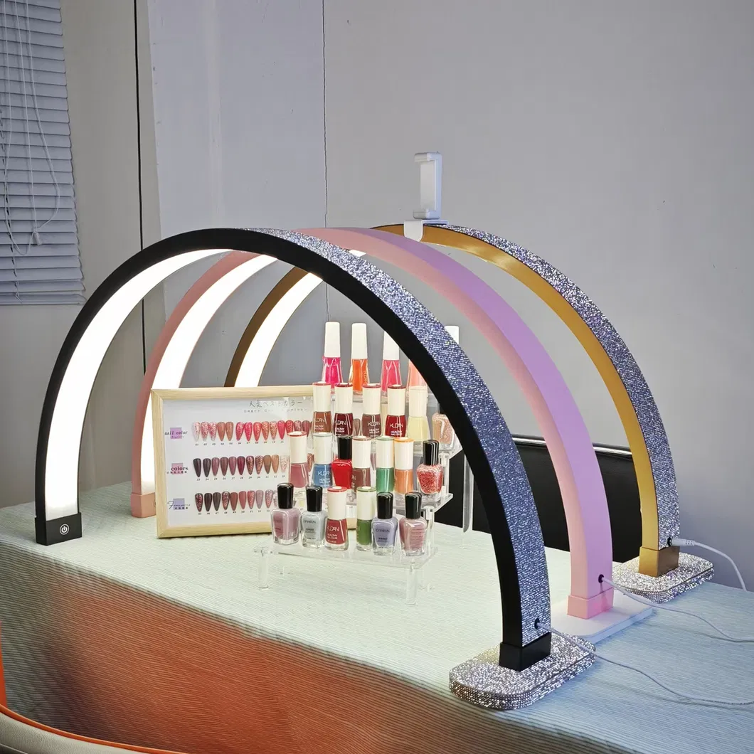 30lnch Half Moon LED UV Nail Light Table Lamp Portable Eyelash Lamp Desk Light for Nail Art Salon Tech, Eyelash, Reading