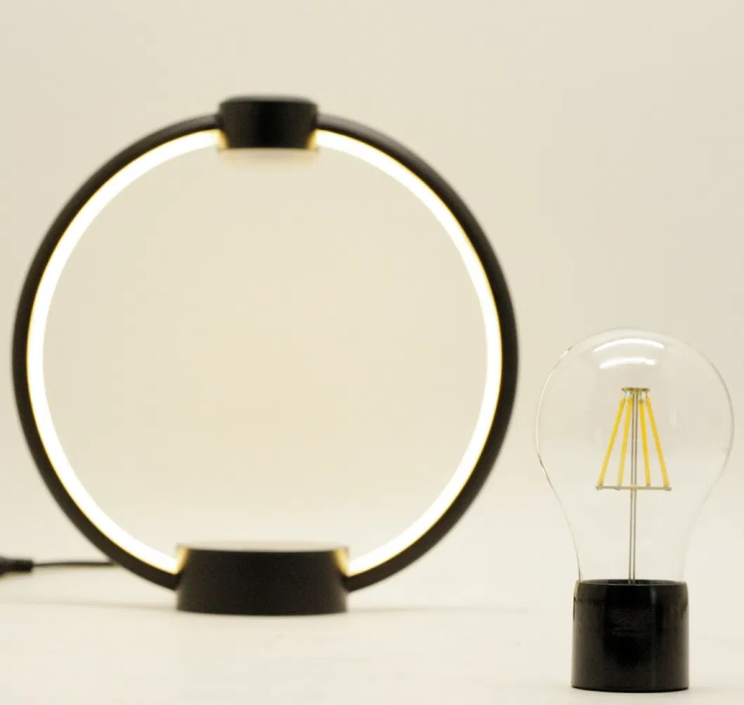 Metal Frame Magnetic Levitation Rotating Floating Lamp Bulb Light for Decoration Gift