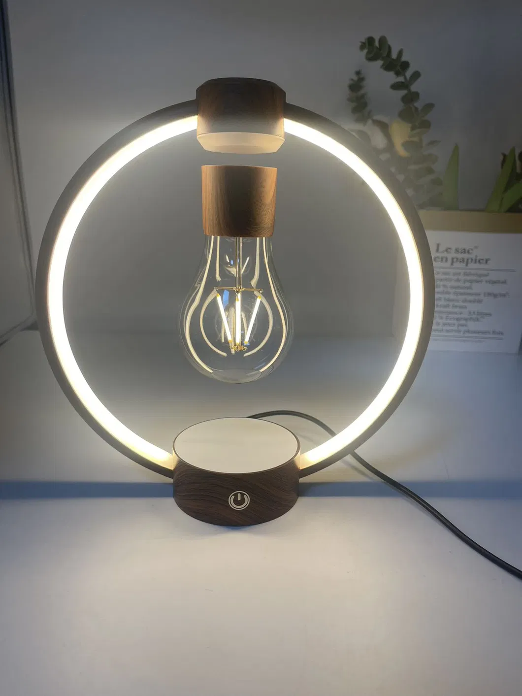 Metal Frame Magnetic Levitation Rotating Floating Lamp Bulb Light for Decoration Gift