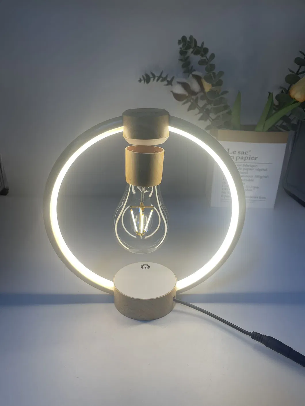 Metal Frame Magnetic Levitation Rotating Floating Lamp Bulb Light for Decoration Gift