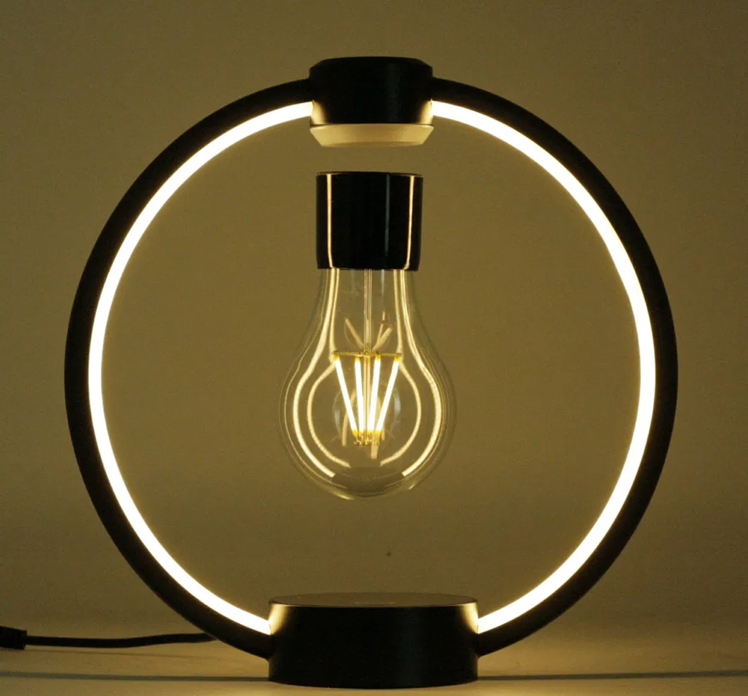 Metal Frame Magnetic Levitation Rotating Floating Lamp Bulb Light for Decoration Gift