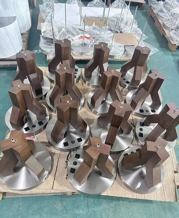 Modern Wood Textured Table Lamp Tan Fabric Shade Hotel Wooden Table Lamp Hilton Light