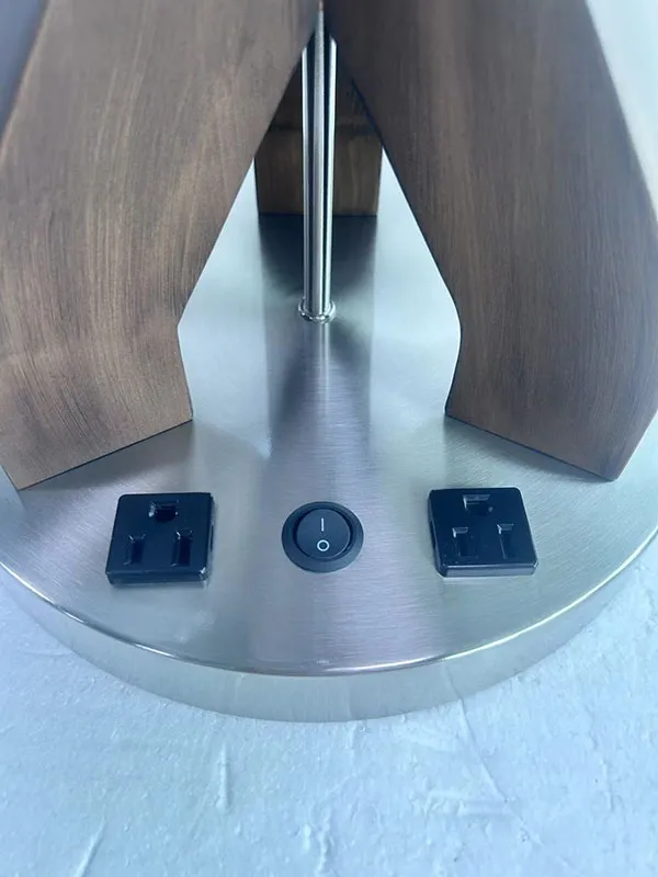 Modern Wood Textured Table Lamp Tan Fabric Shade Hotel Wooden Table Lamp Hilton Light