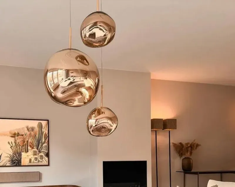 Lava Ball Drop Pendant Light Art Decor Nordic Modern Creative Golden Acrylic Hanging Lamp for Home Villa Hotel Gallery D8029