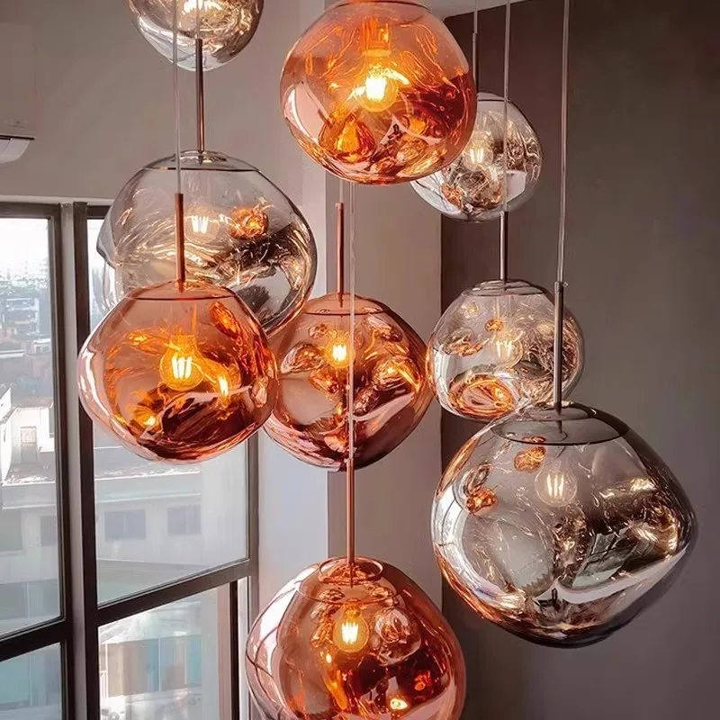 Lava Ball Drop Pendant Light Art Decor Nordic Modern Creative Golden Acrylic Hanging Lamp for Home Villa Hotel Gallery D8029
