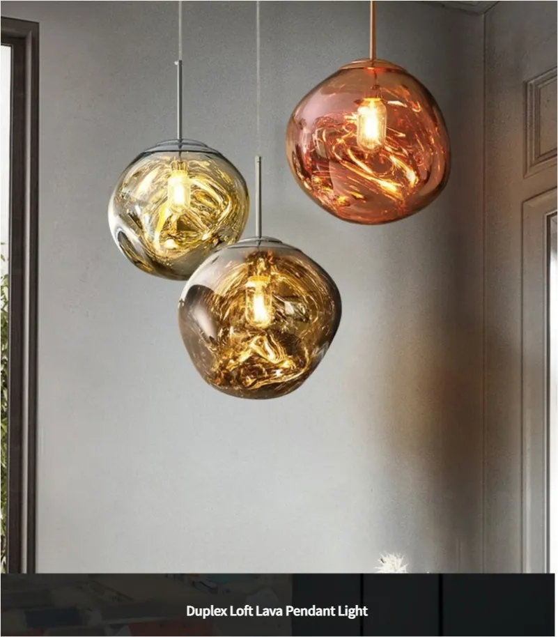 Lava Ball Drop Pendant Light Art Decor Nordic Modern Creative Golden Acrylic Hanging Lamp for Home Villa Hotel Gallery D8029