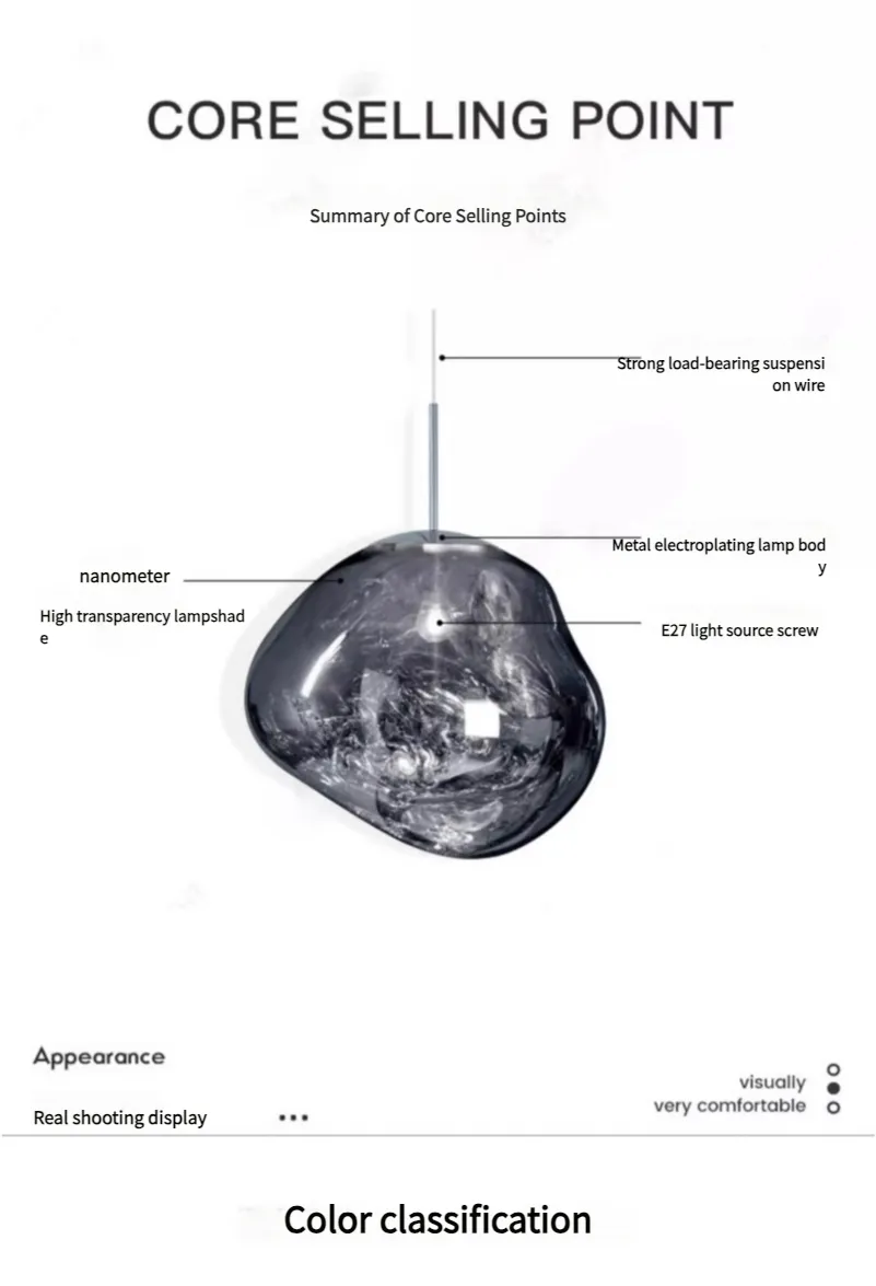 Lava Ball Drop Pendant Light Art Decor Nordic Modern Creative Golden Acrylic Hanging Lamp for Home Villa Hotel Gallery D8029