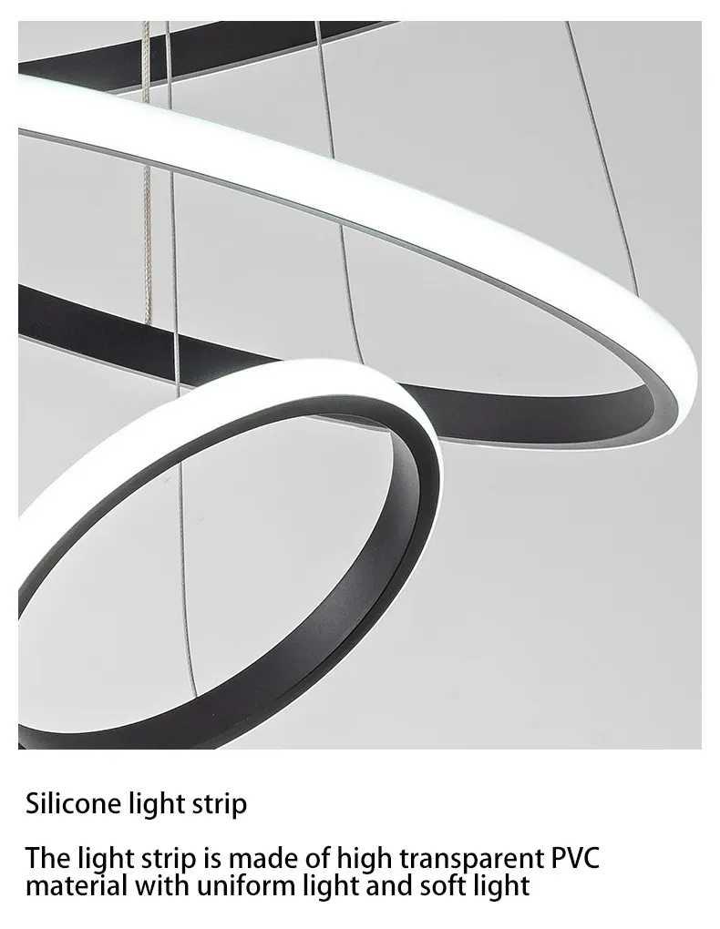 Modern Decorative Golden Three Circles Pendant Lamp Living Room Luxury Acrylic Suspension LED Pendant Light for Home