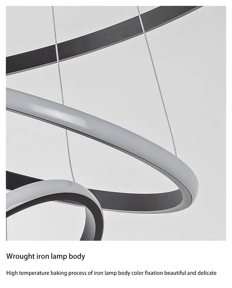 Modern Decorative Golden Three Circles Pendant Lamp Living Room Luxury Acrylic Suspension LED Pendant Light for Home