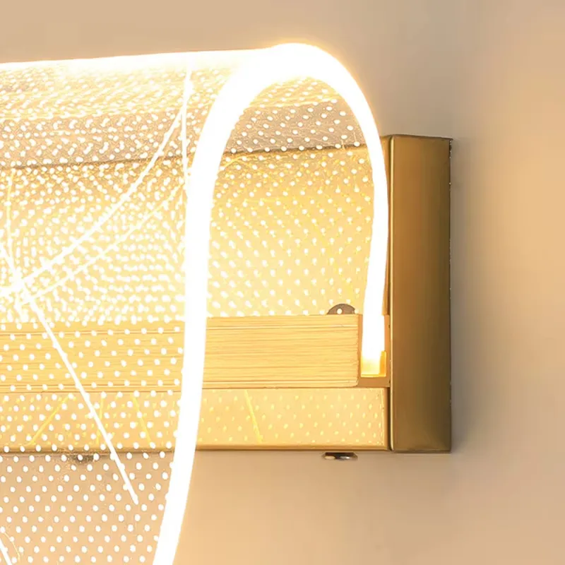 Light Luxury Bedroom Headboard Gold Wall Light Transparent DOT Acrylic Knob Master Bedroom Modern Superior Sense Wall Lamp