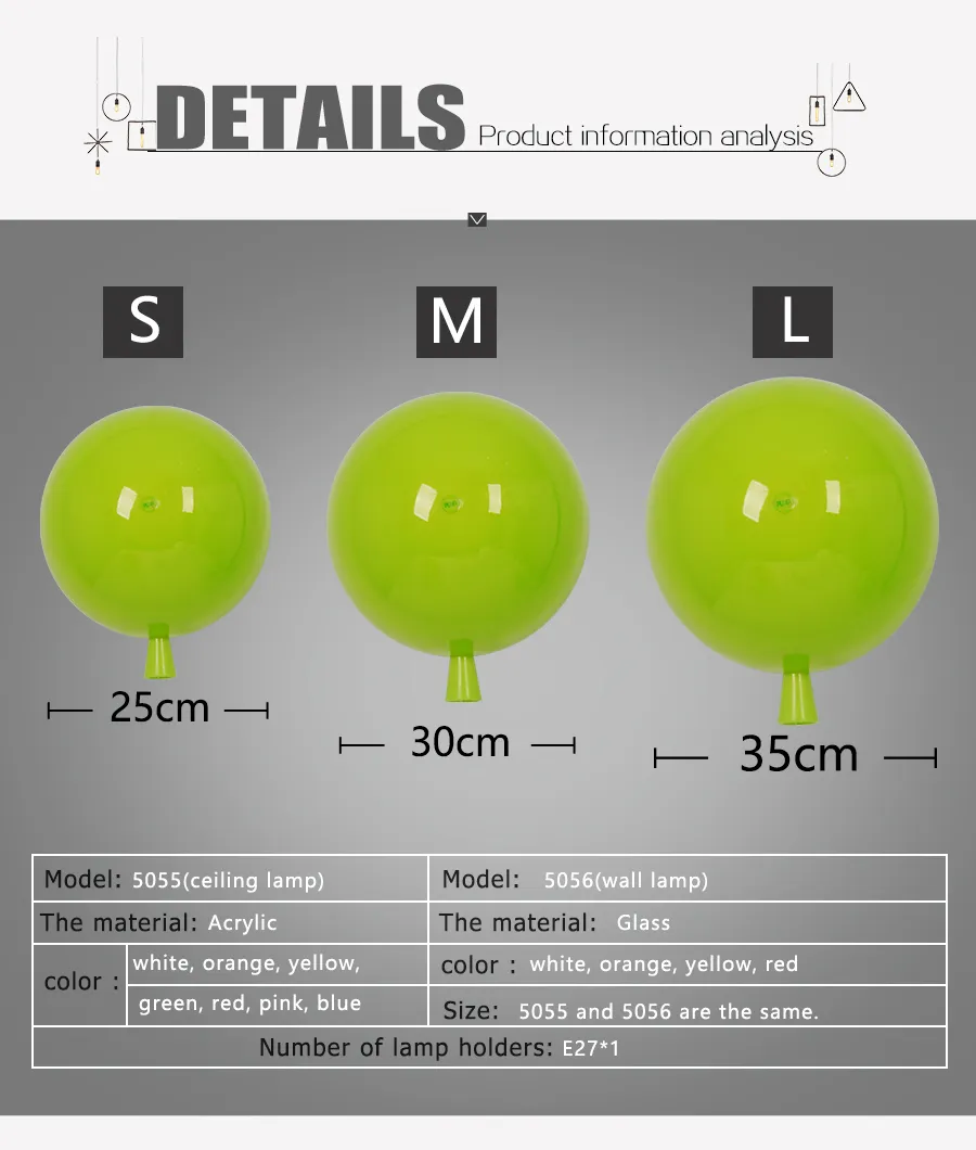 Hot Sale Pendant Ball Lamp Glass Acrylic Material for Children Wall Lamp