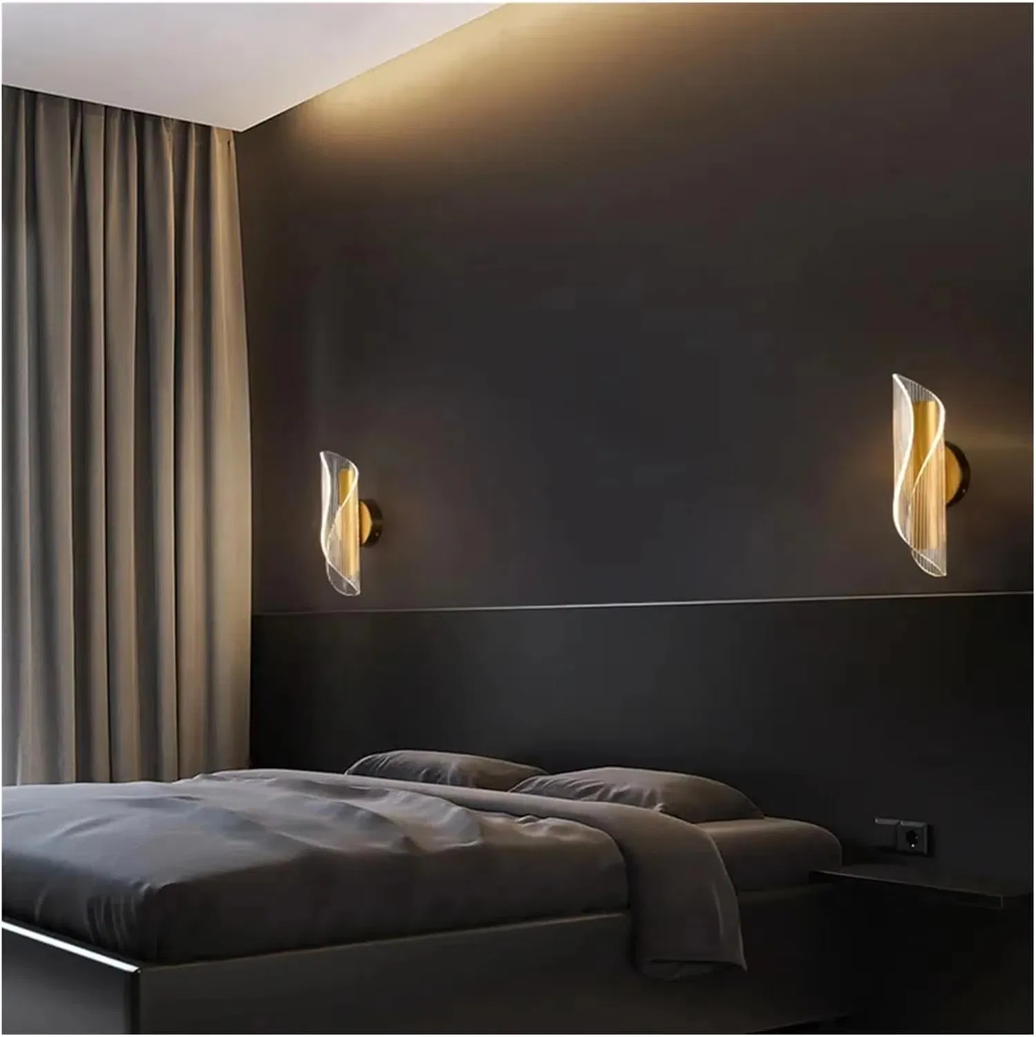 Modern and Simple LED Wall Lamp, Acrylic Metal Transparent Flowing Light Interior Decorative Wall Lamp