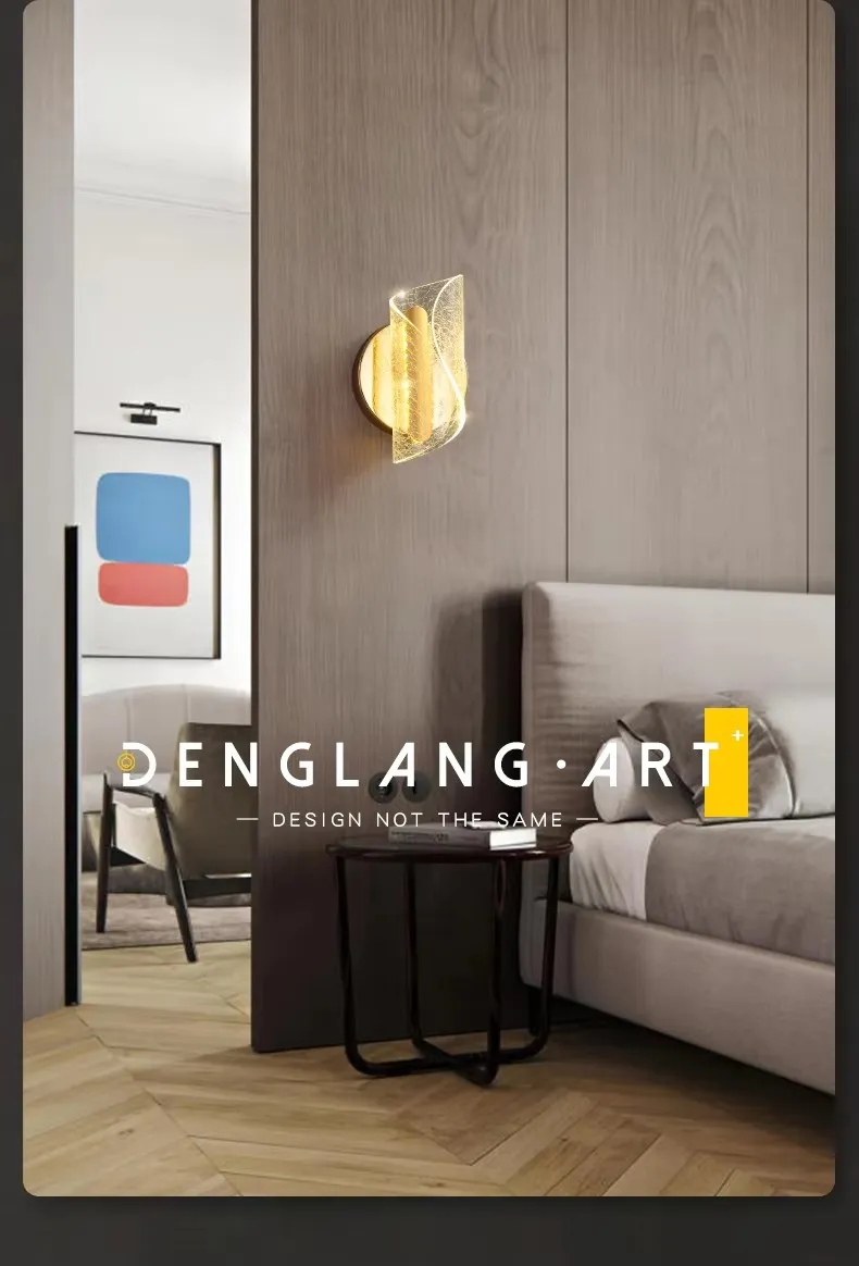 Modern and Simple LED Wall Lamp, Acrylic Metal Transparent Flowing Light Interior Decorative Wall Lamp