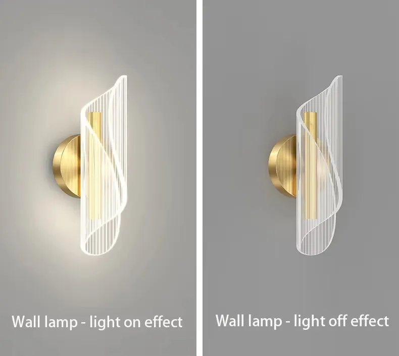 Modern and Simple LED Wall Lamp, Acrylic Metal Transparent Flowing Light Interior Decorative Wall Lamp