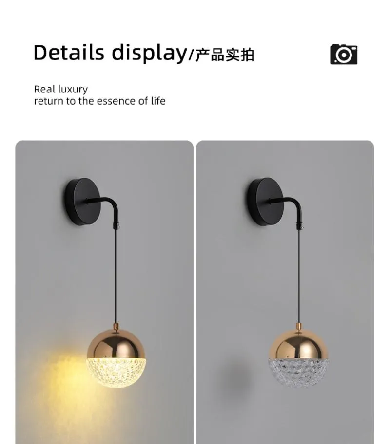 Modern Minimalist Iron Creative Wall Lamp for Villa Staircase Bedroom Living Room Acrylic Ball Wall Light (ZY-B086)