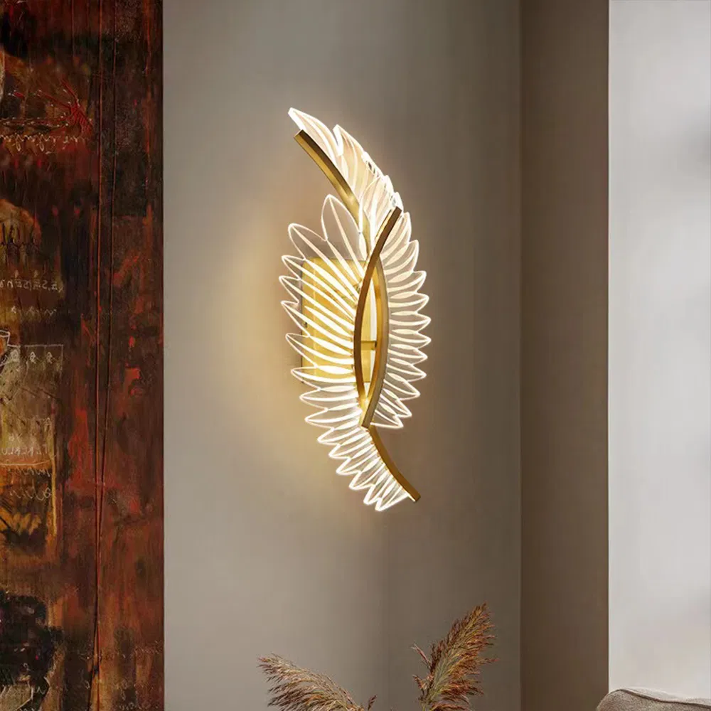 Luxurious Acrylic Feather Wall Lamp for Elegant Spaces