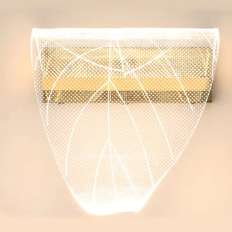 Modern Nordic LED Acrylic Gold Leaf Wall Light Living Room Bedroom Bedside Wall Lamp