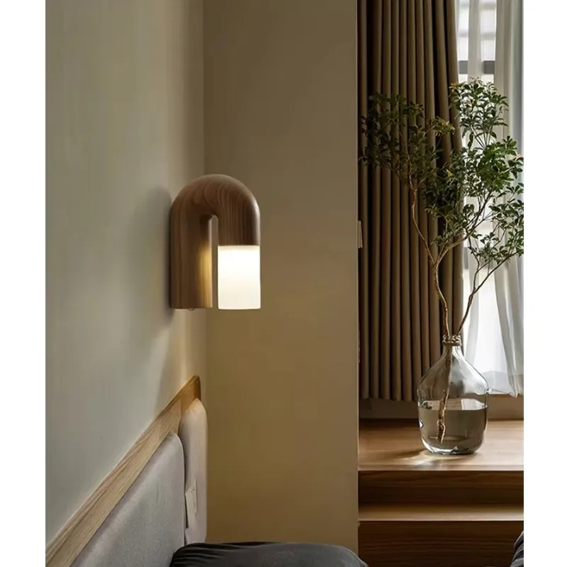 Study Desk Lamps Bedroom Living Room Solid Ash Wood+Acrylic U Shaped Door Table Lamp (WH-MTB-266)