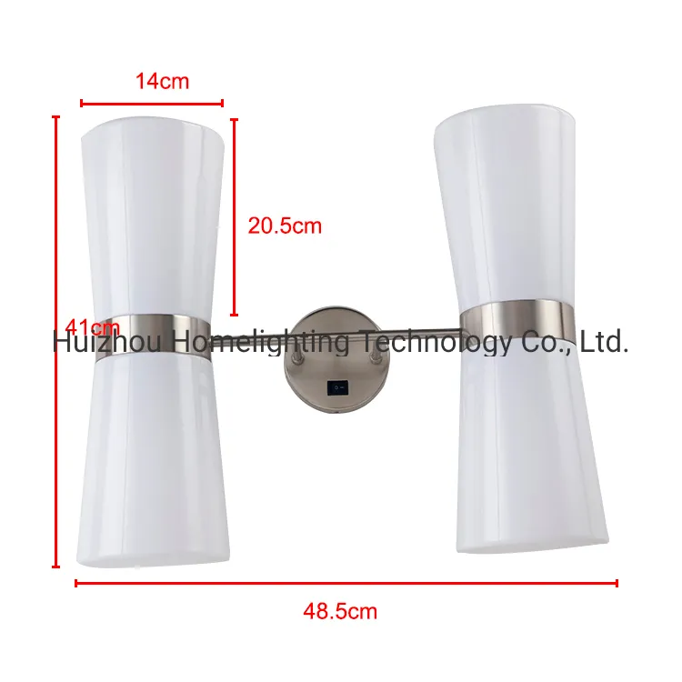 Jlwh039 Brushed Nickel White Acrylic Double Wall Mounted Lamp for Hotel Room