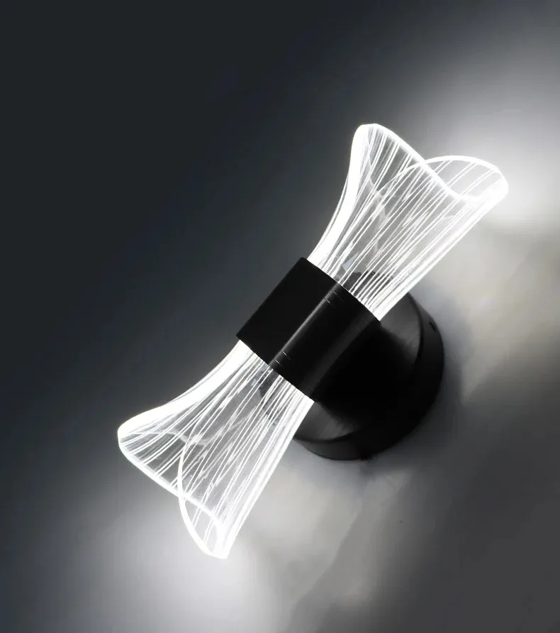 Simple Light Luxurious Golden Color Acrylic Bedside Bowknot Decoration LED Wall Lamp