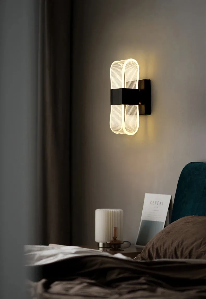 Simple Light Luxurious Golden Color Acrylic Bedside Bowknot Decoration LED Wall Lamp
